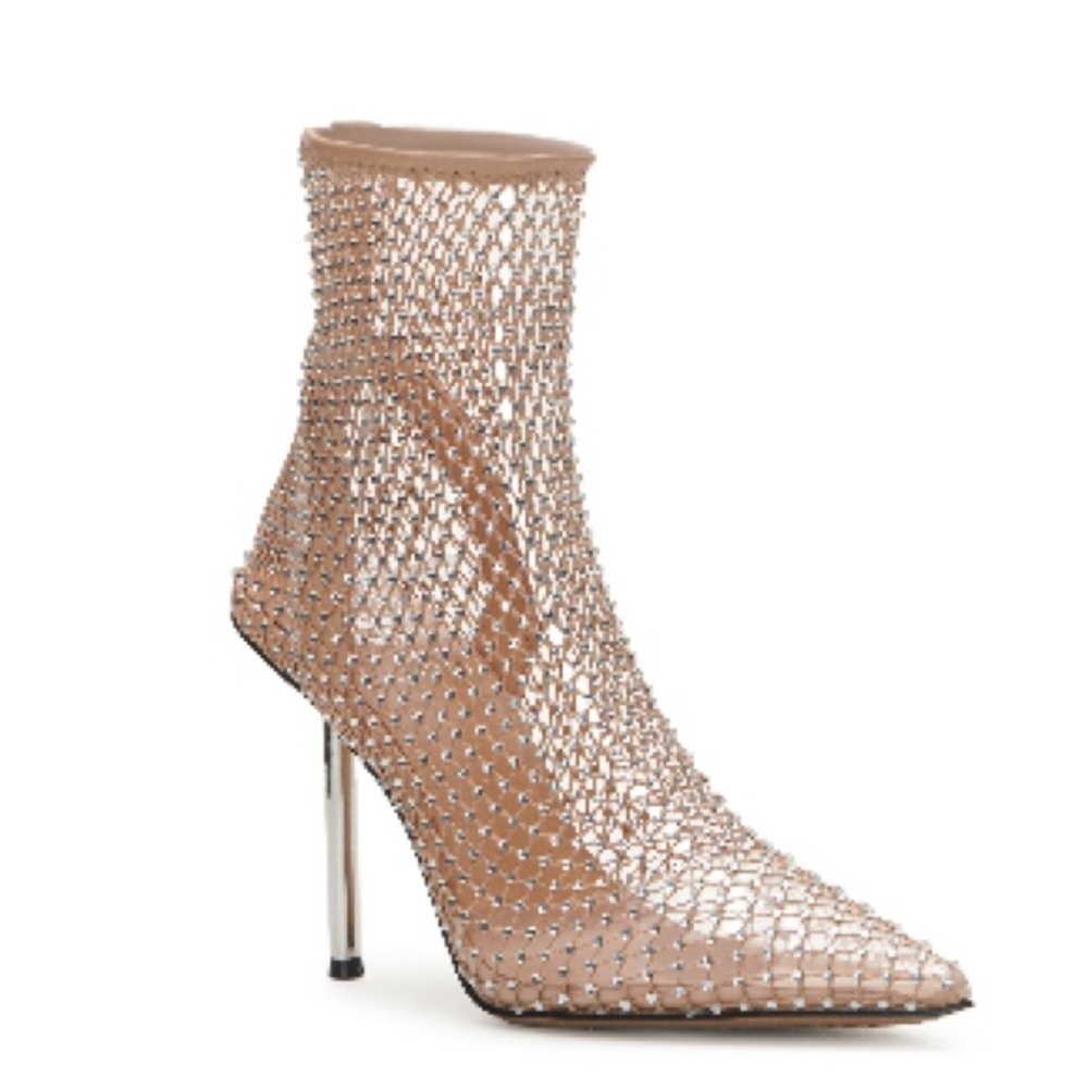 Vince Camuto Beige Kiskia Fishnet Pointy Toe Booties Size 9